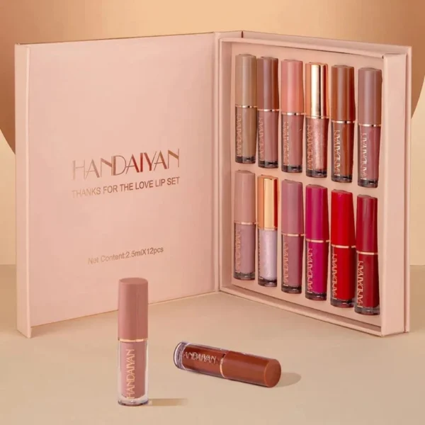 Handaiyan 12 PCS Lip Set Matte Liquid Lipstick + Lip Gloss First look