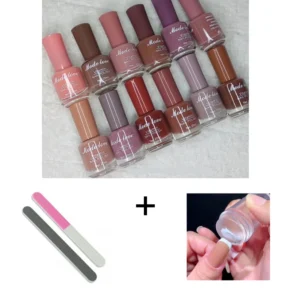 12 Piece Matte Nail Polish Pouch +Nail Stamper Scraper Nail Art Decoration Seal Stamp + Glamorous Face Professional Nail Buffer