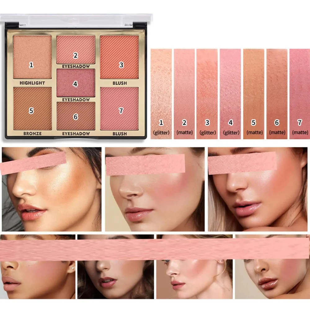 Miss Rose - 7 Colors Blush Bright Shimmer Powder Miss Rose - 7 Colors Blush Bright Shimmer Powder