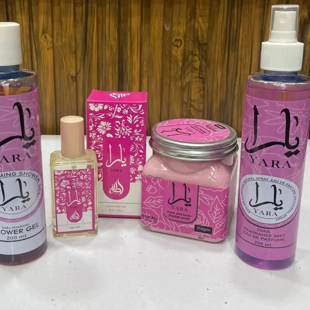 Yara Pack of 04 Luxury Body Care & Fragrance Set β Shower Gel, Perfume, Body Scrub & Mist