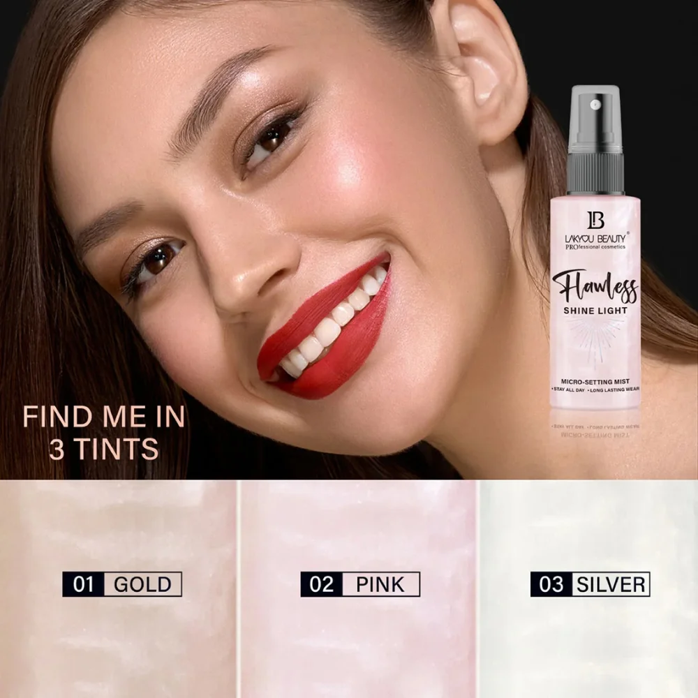 Lakyou Beauty Flawless Shine Light Micro Setting Mist Stay All Day Long Lasting Wear