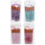 Set of 10 Portable Eye Makeup Brushes with Crystal Diamond Handles