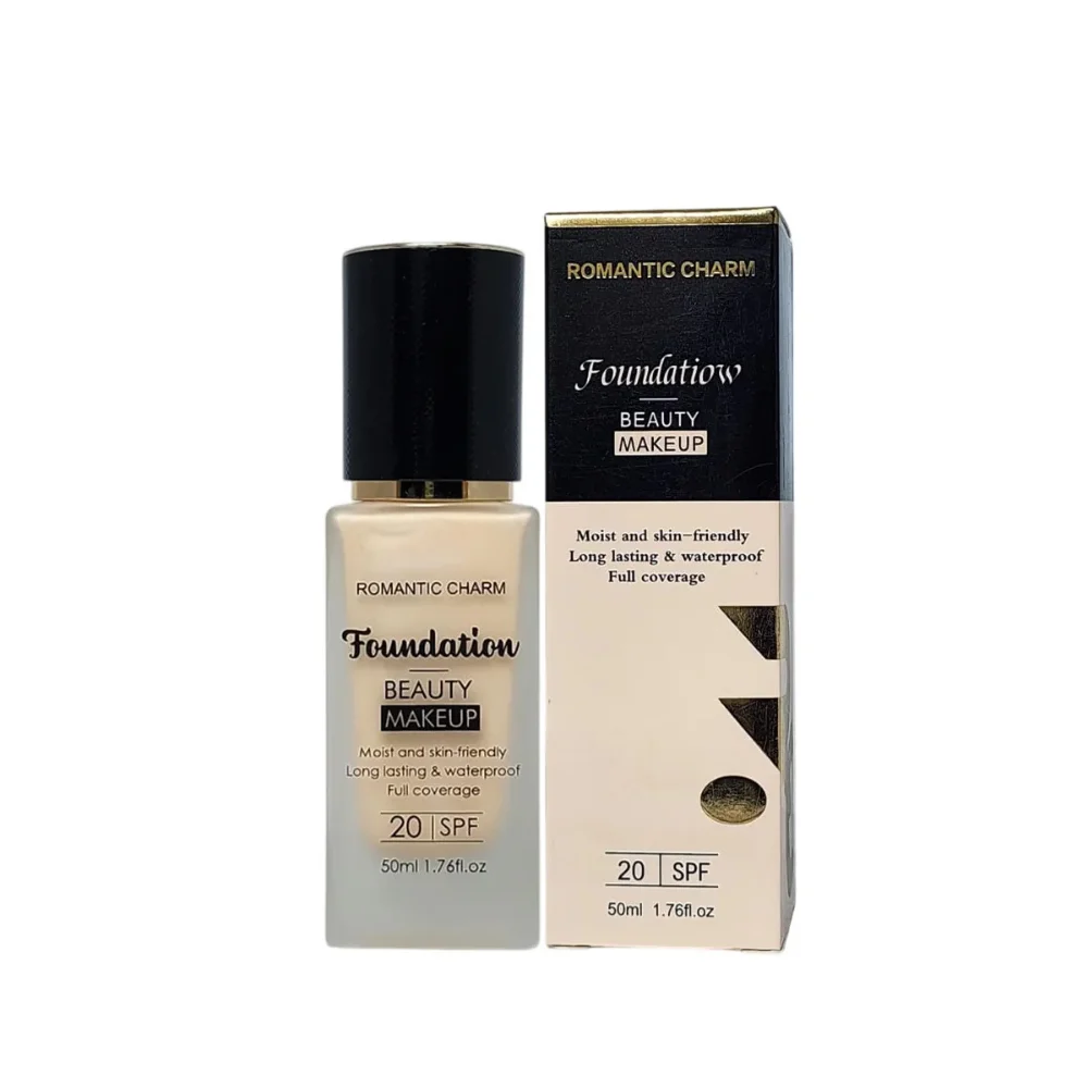 Romantic Charm Full Coverage Liquid Foundation – Long Lasting & Waterproof SPF 20 (50ml)