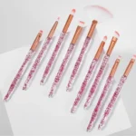 Set of 10 Portable Eye Makeup Brushes with Crystal Diamond Handles