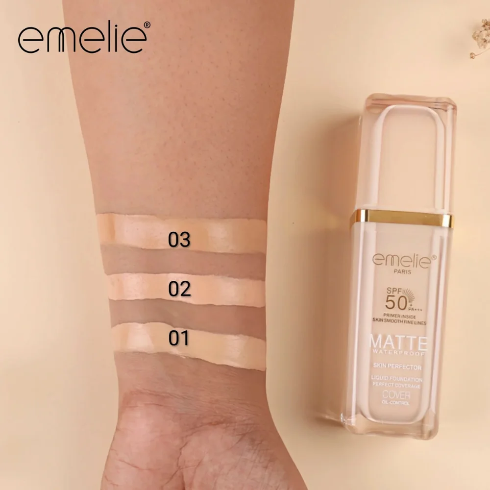 Emelie SPF 50+ Primer Inside Foundation – Matte Oil-Control Waterproof with Perfect Coverage
