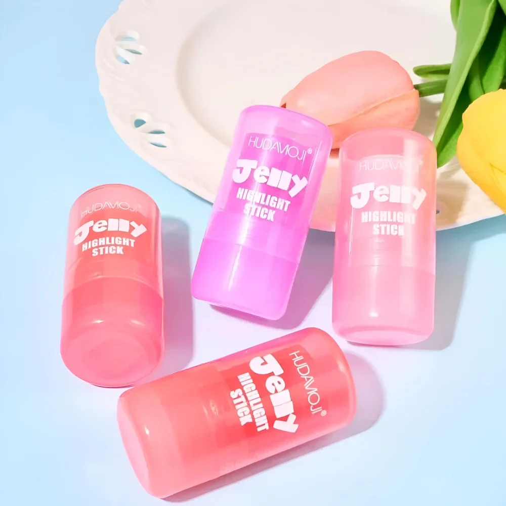 Hudamoji Jelly Glitter Highlighter Stick Set – 4 Pieces