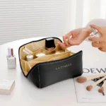 Premium Portable Large Profal Cosmetic Storage Leather Bag - First image