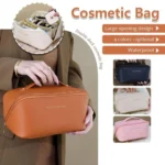 Premium Portable Large Profal Cosmetic Storage Leather Bag - info 2Premium Portable Large Profal Cosmetic Storage Leather Bag - info 2