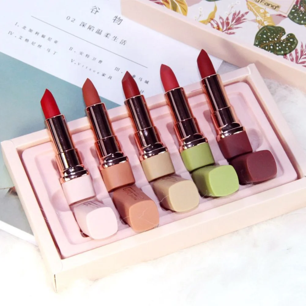 Heng Fang Mousse Magic Tough Smooth Matte Lipstick Set – 5 Pieces